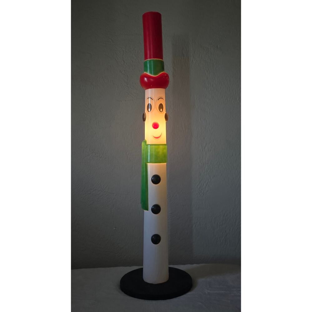 Empire Snowman Candle Stick Pencil Lighted Blow Mold USA Made Christmas Holiday